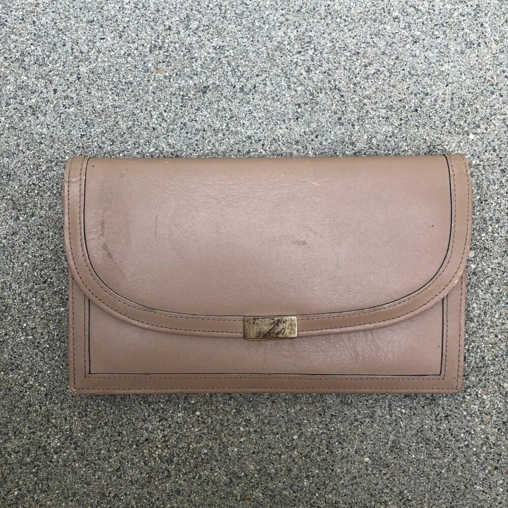 Vintage KORET Japan Bifold Wallet Beige Women's Leather Cash Holder Clutch​